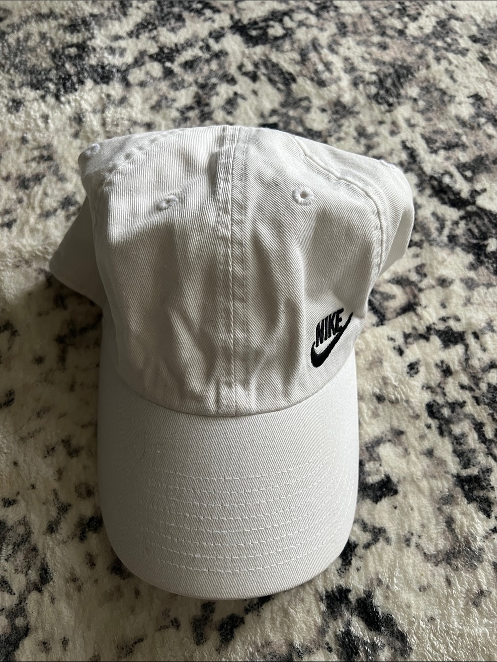 Nike White Baseball Cap with Black Swoosh